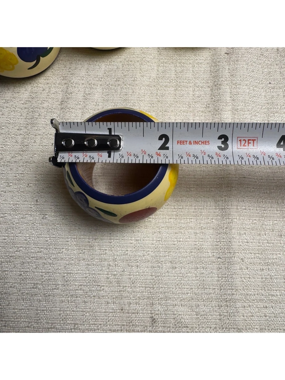 Dansk Fruit Pattern Wooden Napkin Rings Set of 8 Vintage Colorful Table Decor